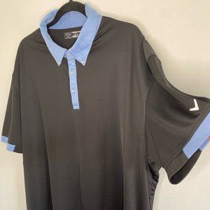 Callaway Black Golf Shirt with Blue Collar and Sleeves - Size 2XL-2T - Sleek and